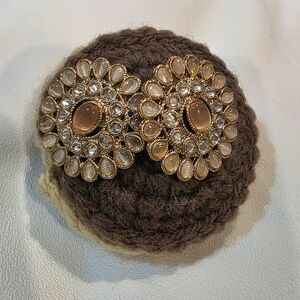 Ethnic Indian Wear. Champagne Oversized Studs